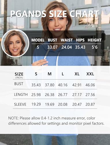 PGANDS Women's Long Sleeve Drawstring Hoodies Sweatshirt Casual Loose Lightweight Pullover Tops with Pocket - Image 7