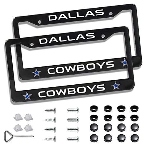 License Plate Frames for Cowboys Sport Fans 2 Pack Aluminum Alloy Anti-Corrosion