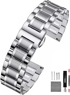 TICFROG Stainless Steel Watch Band 20mm 22mm Universal Metal Watch Strap Smartwatch Replacement Band Men Women fit Most Tr...