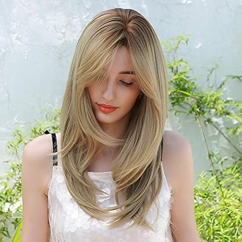 EMMOR Ash Blonde Wig for Women Natural Culry Hair Heat Resistant Synthetic Wigs with Bangs Cover
