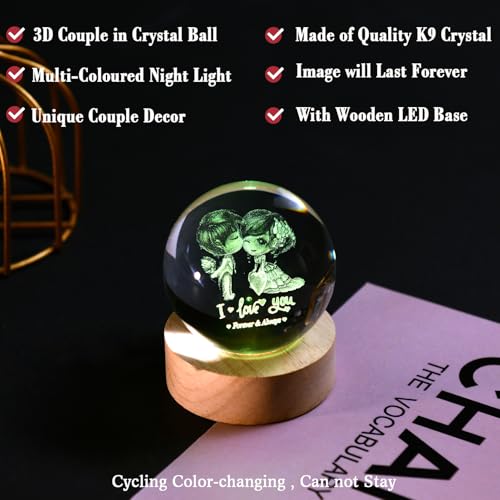 Image of IFOLAINA 3D Couple Crystal Ball Wedding Gifts for Couples Newlywed | Romantic Gifts for Girlfriends Her 2.36 inch Engraved Glass Couple Sphere Gifts