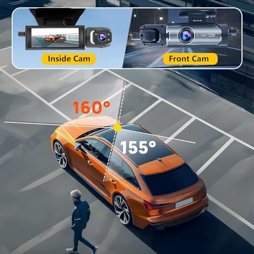 Image of Dash Camera Front and Inside, 3.16inch Dash Cam 1080P, G Sensor HD Night Vision Loop Recording Wide Angle Car DVR (1)