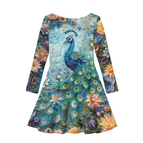 Toddler Long Sleeve Dress for 3-16 Years Girl A-Line Swing Dress2