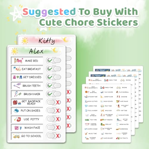 Image of Upgraded Slider Dry Erase Chore Chart for Kids, Whiteboard Magnetic Chore Chart for 2 Kids, Reusable Morning /Bedtime Routine Chart for Kid Toddlers Teens Adult, Visual Schedule for Kid with Autism