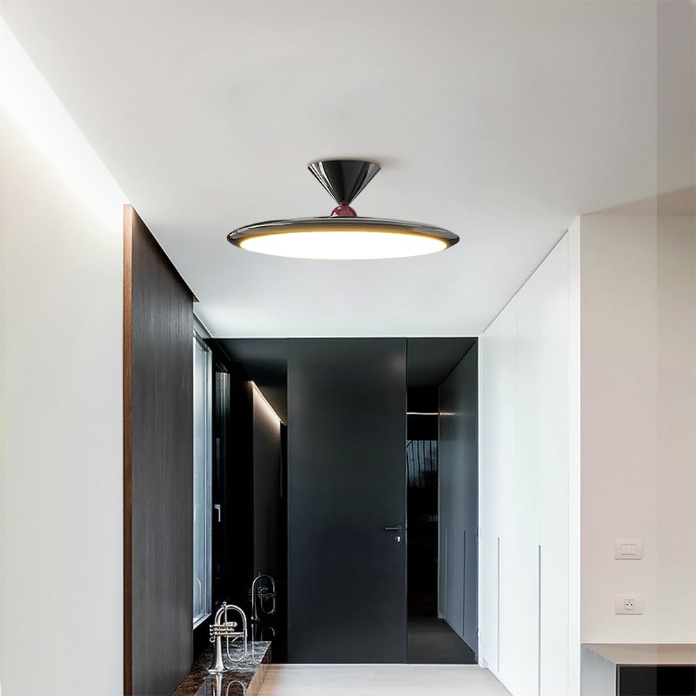 Sufitowa Do Sypialni, Sufitowa Do Wnętrz, Kremowa, Nowoczesna Sufitowa Led Z Akrylowym Kloszem Do Salonu, Jadalni, Korytarza, Okrągła, Metalowa, Sufitowa/Ciemny/40 Cm