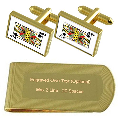 Set de regalo de gemelos de espadas y clip de dinero grabado para aniversarios