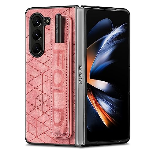 Asuwish Phone Case For Samsung Galaxy Z Fold 6 5G 2024 And Cell Accessories Leather Cover With S Pen Holder Slot Wrist Strap Protective Hard Rugged Slim Hybrid Zfold6 Z6 G Fold6 6Z G5 Women Men Pink thumb #7