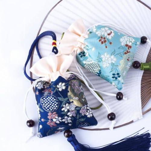 Snadulor 10 bolsas de saquito chino de brocado con cordón miniatura 5