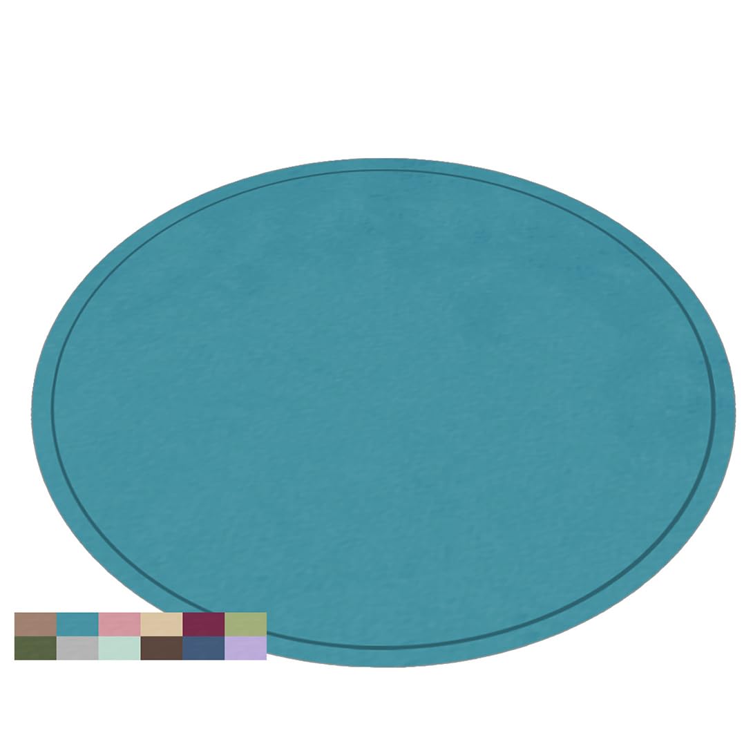 Grand tapis rond bleu 170 cm antidérapant pour protection sol