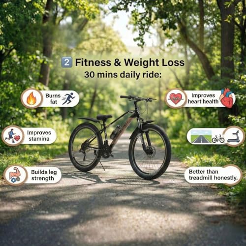 Image of Storm Brand 26 Inch Mountain Bicycle with 21 Speed Gear for Adults | Front Suspension, Dual Disc Brakes, Steel Frame, Wide Tyres,Lightweight Off-Road Bicycle