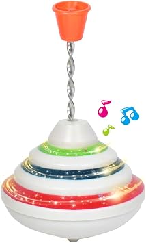 Push Down Spinning Top Toy with LED and Music Peg-top Hand Spinning Gyro Toy Gift for Kids