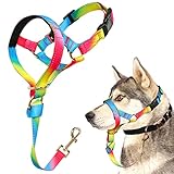 Dog Head Collar, No Pull Cute Dog Collar for Heavy Pullers, Effective Soft Dog Training Halter Stops Pulling on Leash for Walking Small Medium Large Dogs