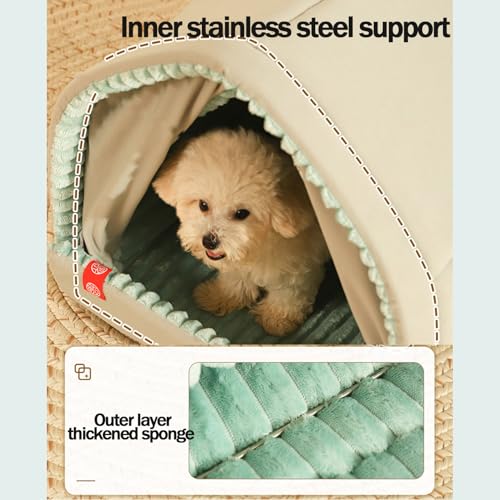 Yinghesheng Hundehöhle Hundehütte Indoor mit Rahmen, Zusammenklappbare Hundezelt, Hundehöhle Kuschelhöhle Katzenbett Hundebett Kleine Hunde,56x51x51cm