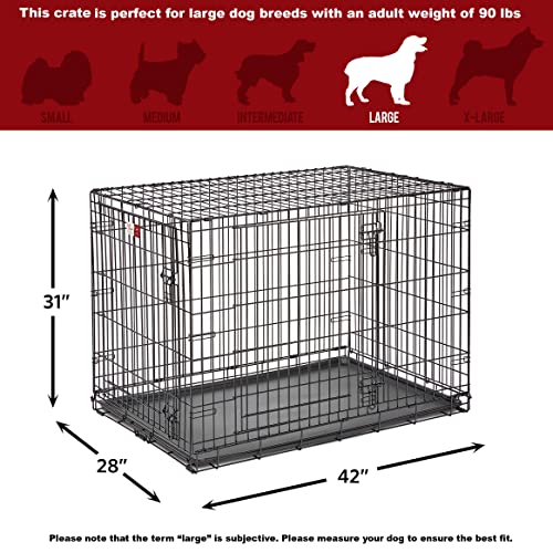 MidWest Homes for Pets 42-Inch LifeStages Crate for Large Breeds, 71-90 lbs, Double Door Folding Dog Crate with Divider Panel, Leak-Proof Tray & Secure Latch, Heavy-Duty & Easy to Assemble by MidWest Homes for Pets - Image 8