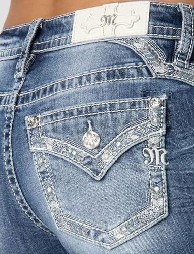 Miss Me - Womens 32" Wing Pocket Mid-Rise Bootcut Jeans, Color Medium Blue, Size: 24W x 32L3