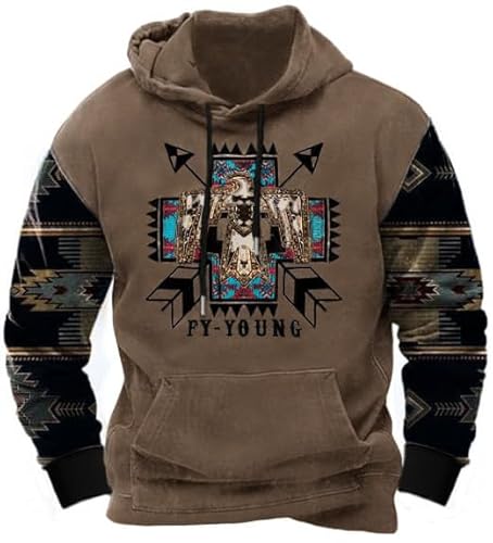 Hoodies for Men Western Cowboy Hooded Sweatshirt Fashion Print Graphic