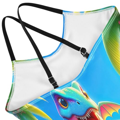 Kids Swim Suits Beach Swimsuit Girls 3-10 Y with Adjustable Shoulder Strap, Cute Dinosaur Cat4