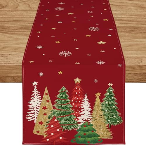 Weihnachtsdeko in Rot 25 ZWJD Tischläufer Weihnachten 40x140 cm Tischläufer Rot Modern...