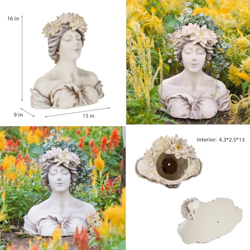 Headplanterfaceflowerpotlilypondgoddessplanter9inchgardenresinfaceplanterwithdrainageholeplantspotforindoorandoutdoorplantclosedeyes15916inch Urban Country Home Decor Head planter face flower pot lily pond goddess planter 9 inch garden resin face planter with drainage hole plants pot for indoor and outdoor plant closed eyes 15 9 16 inch urban country home decor