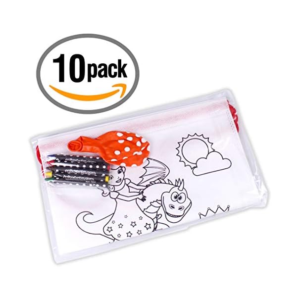 Mochilas para Colorear | Bolsas Individuales con 5 Ceras de Colores y Globo | Regalo niños Fiestas y cumpleaños - Imagen 4