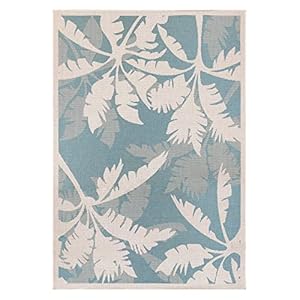 Couristan Monaco Coastal Flora IndoorOutdoor Machine Made Area Rug 2 x 37 IvoryTurquoise