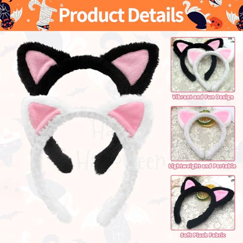 Jremreo 2-Pack Black And White Cat Ears Headbands thumb #2