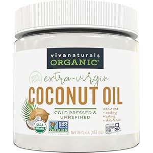Viva Naturals Organic Coconut Oil – Unrefined, Cold-Pressed Extra Virgin Coconut Oil, USDA Organic and Non-GMO Cooking Oil, Great as Hair Oil and Skin Oil, 16 fl oz