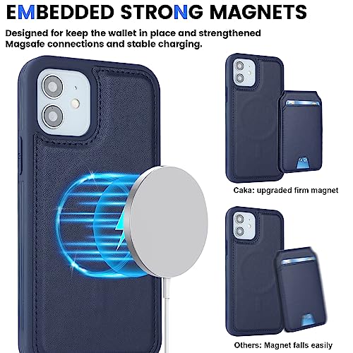 Étui portefeuille iPhone 12 chic bleu foncé finitions magnétiques