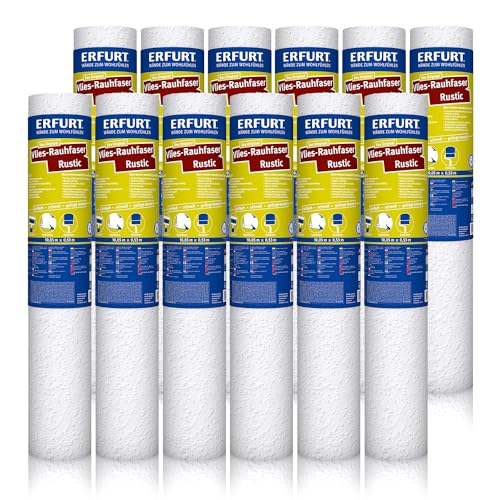Erfurt Vlies-Rauhfaser RUSTIC Weiß Rauhfasertapete weisse Vliestapete mit Struktur 12 Rollen 10.05 x 0.53m Erfurt Vlies-Rauhfaser RUSTIC Weiß Rauhfasertapete weisse Vliestapete mit Struktur 12 Rollen 10.05 x 0.53m