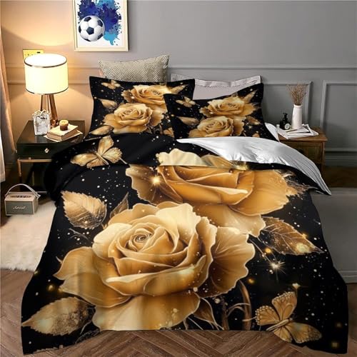 Linge de lit microfibre ultra douce roses imprimé 3D luxe - 6