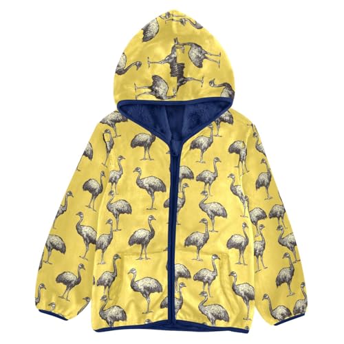 Ostriches Toddler Fleece Jacket Baby Boys Hooded Zipper Long Sleeve Thick Warm Outerwear 3-10 Years