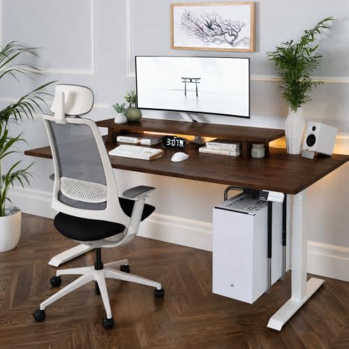 Image of Desky Dual Softwood Sit Stand Desk American Rustic Pine 48 inch Grey