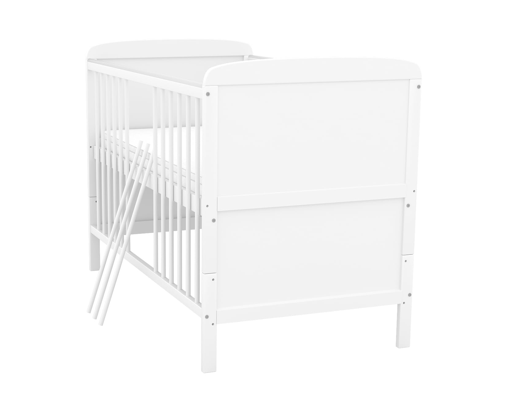 Babybett 70x140 cm weiß Kinderbett umbaubar zum Juniorbett Natalie Gitterbett Kiefer Massivholz mit Beißschienen