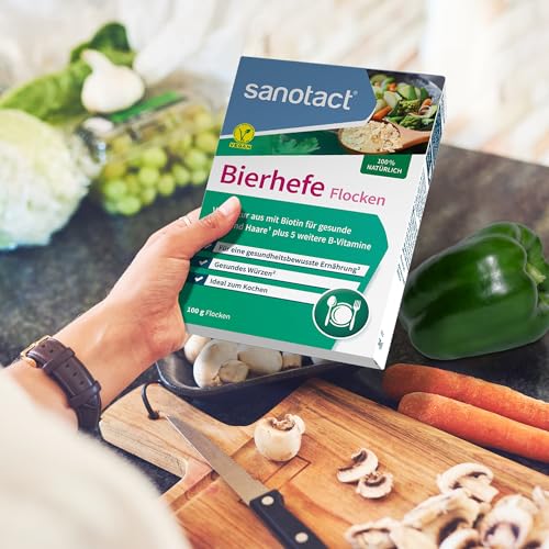 sanotact Bierhefe Flocken (1kg) • 100% natürliche Bierhefeflocken • Hefeflocken mit Biotin & 5 B-Vitaminen für Haut, Haare, Nägel • Ideal zum Kochen als veganer Parmesan & zum Würzen