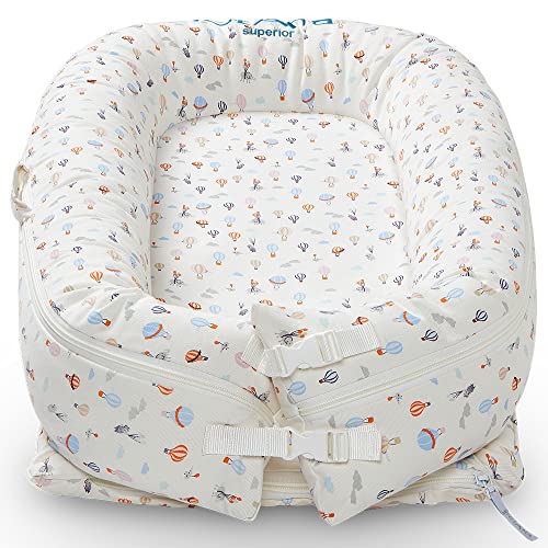 Image of TotAha Dock Nest 100% Organic Cotton with Independent Mattress Pad, Organic Cover, Double-Buckle, Machine Washable, All-in-One Multi-Functional Baby Dock, Gift Package Magic Castle