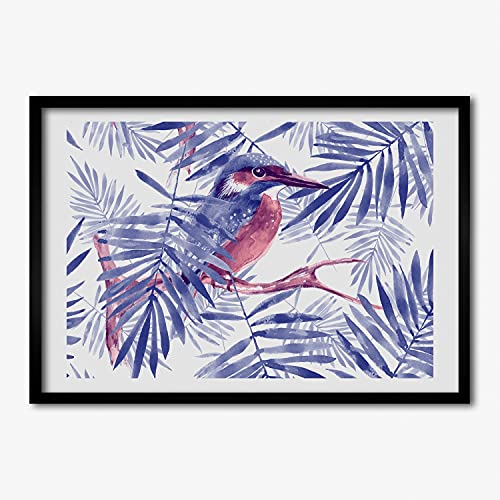 Cadre MDF 70x50 cm Tulup avec affiche de plantes et oiseau pour tableau décoratif moderne