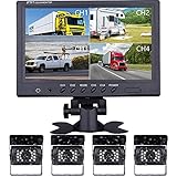 9-Zoll-Split-Screen-Monitor: Unterstützt 4-Kanal-Videoeingang, vier Kameras können gleichzeitig auf dem Bildschirm angezeigt werden. Das Bild kann horizontal und vertikal gedreht werden, um eine Spiegel- oder normale Betrachtung zu ermöglichen. Der Bildschirm kann in zwei und vier Bildschirmanzeigen aufgeteilt werden, oder Sie können ihn auf Vollbild einstellen.