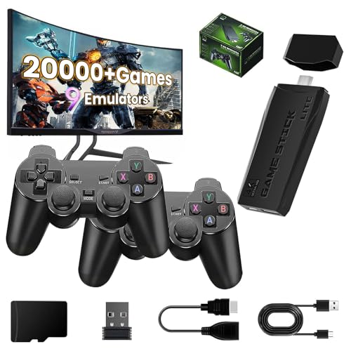 Retro Game Stick 4K Wireless Retro Game Console Built-in 9 Emulators 20000+ Games, Plug & Play Video Games with 4K HDMI Output and 2.4G Wireless Controller Gamepad, Gifts for Birthday