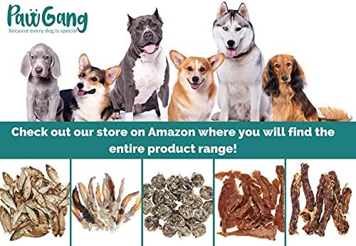 PawGang - Rabbit Ears with Fur 500g - 100% Natural EU Sourced Treats for Dogs Puppies Young Adult Old Small Large Dog - Tasty Air Dried Chews - Healthy Hypoallergenic - Low Fat Grain Free - BARF Raw