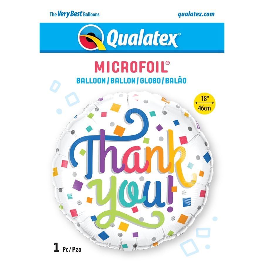 Qualatex 26798 Thank You Colourful Confetti 18" Round Shaped Foil Balloon