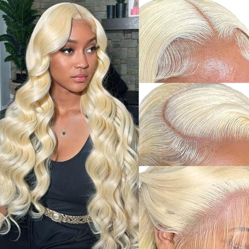 Perruque de Cheveux Humains Blonde 13x6 Wave Corps Bresilienne 613 pour Femme - 200 Densité - 50 cm (20 pouces)