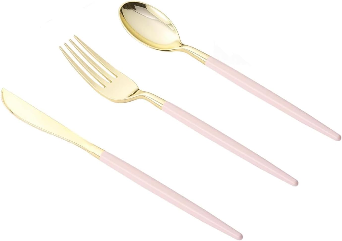 Goodluck 150 Pcs Pink Gold Plastic Silverware Heavy Duty Disposable Cutlery Set for 30 Guests Includes 50 Forks, 50 Knives, 50 Spoons, Plastic Utensils Perfect for Wedding, Birthday, Party, Graduation
