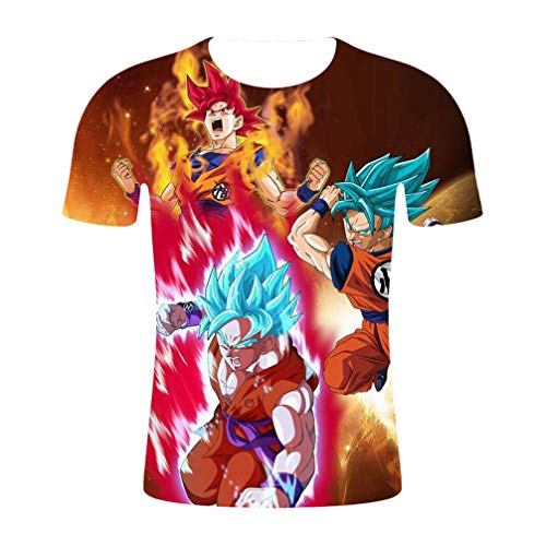 WANHONGYUE Anime Dragon Ball Son Goku 3D Impresión T-Shirt Cosplay Disfraz Manga Corta Camiseta Verano Pullover Tops 3 M