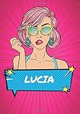  Lucia: Vintage 90s Theme Comic Pop Art Girl Notebook Journal personalized - Women Girls Name Lucia - Blank DIN A4 Notebook dotted - Notebook Directory ... 90s Accessories -Birthday and Christmas Gift