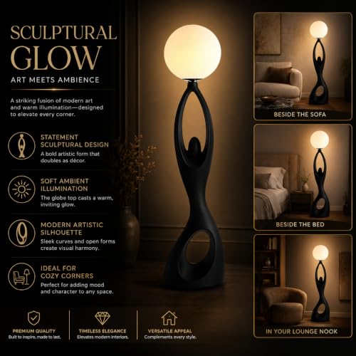 Image of Smartway Signora Modern LED Floor Lamp with E27 3-Color Bulb | Elegant Standing Lamp for Living Room & Bedroom Corner | Home Decor Lighting for Hotel & Office