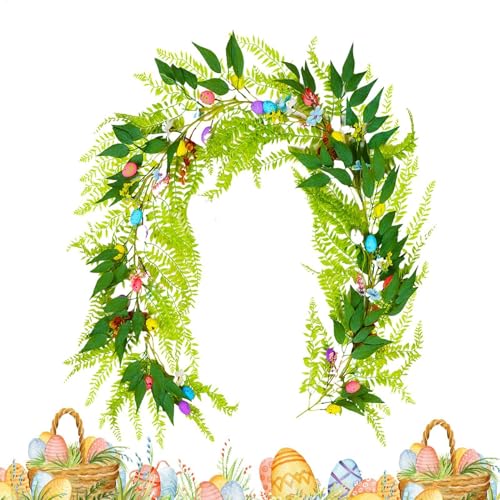 Garland De Árboles De Pascua - Vine De Decoración Estacional | Garland De Vine De Primavera Artificial | Vine De Primavera Artificial Con Huevos De Pascua | Decoraciones De Mesa | Decoración Para La P