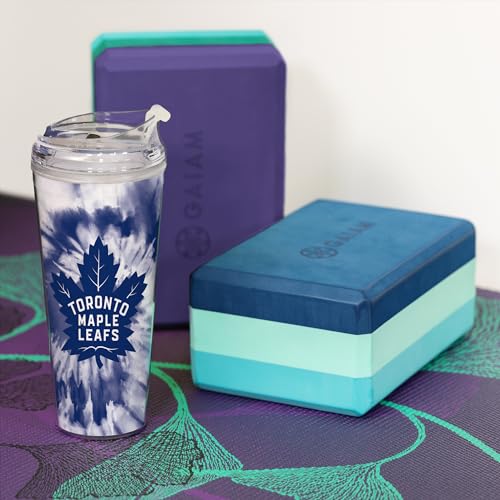 Image of Rico Industries NHL Hockey Team Color Tie Dye 24oz Metallic Acrylic Tumbler with Hinged Lid, Officially Licensed Double Wall Tumbler with Straw