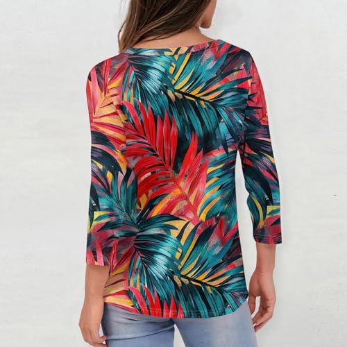 HTHLVMD Womens 3/4 Length Sleeve Tunic Tops Summer Fall Outfits 2025 Three Quarter Sleeve Casual V Neck T Shirts for Women