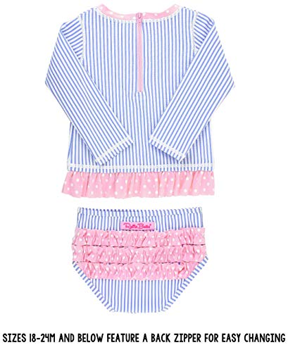 RuffleButts Baby/Toddler Girls Seersucker Long Sleeve Rash Guard Bikini - Image 4