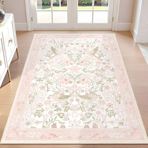 Tapete rosa 3'x5' lavable para interiores miniatura 1